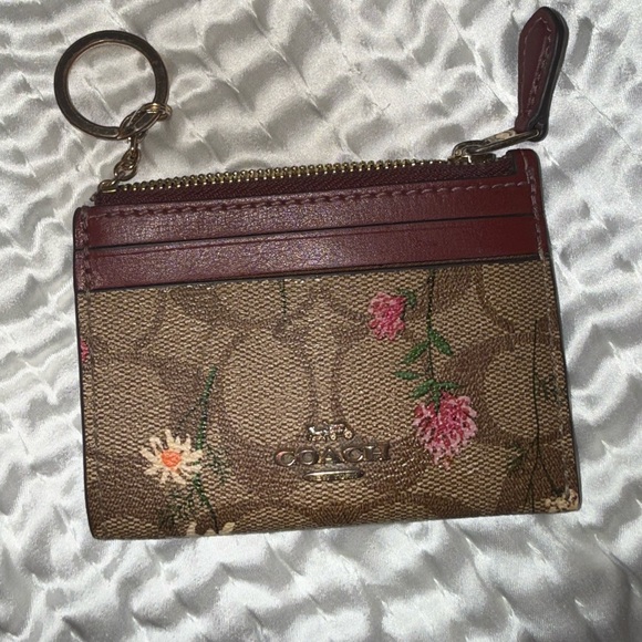 Coach Handbags - Coach wildflower‎ ID card case wallet with zipper pouch keychain